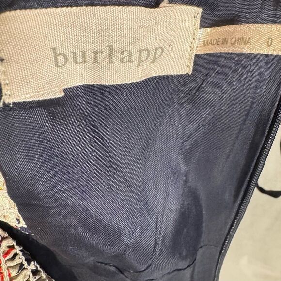 Anthro Burlap Silk geo scratch print sweetheart corset strapless dress size 0 - Picture 4 of 5